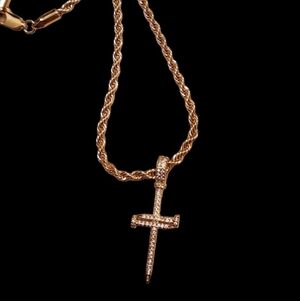 🍂Crystal Cross Necklace 14k Plated Over Stainless Steel